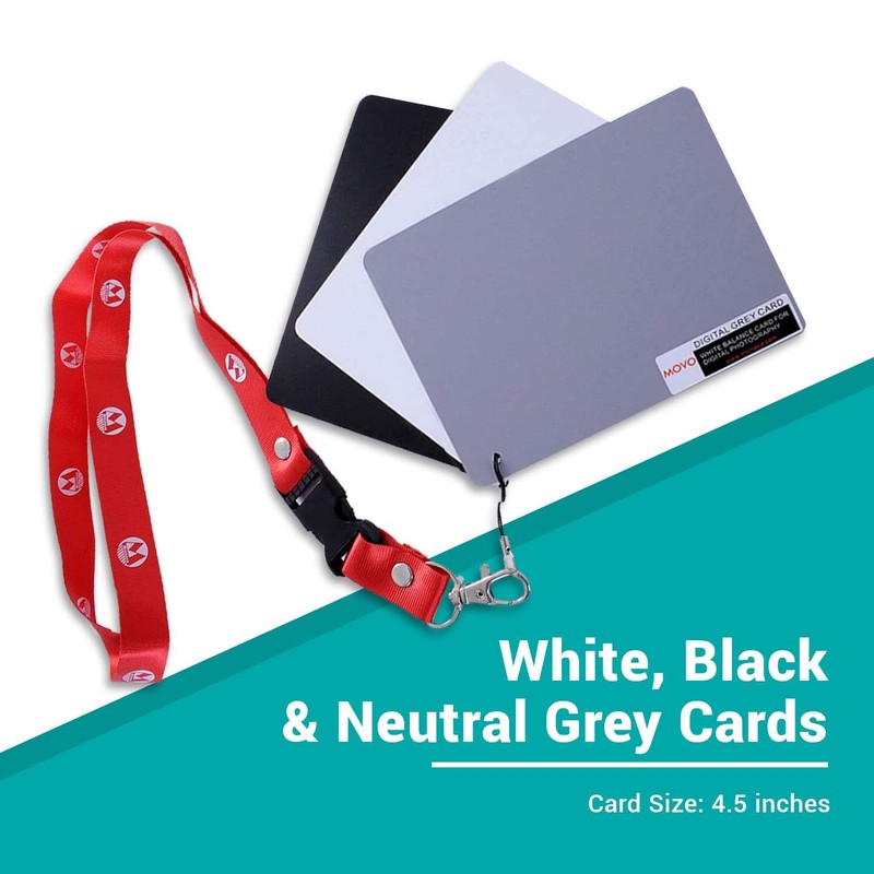 Movo Photo Color, White Balance Card Set for Digital Photography
