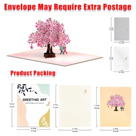 GREETING ART Pop Up Anniversary Cards 3D Cherry Blossom Tree with Birds in Love,Wedding Card,Valentine Day Cards, Romantic Love Greeting Card for Wife, Husband, Her, Him
