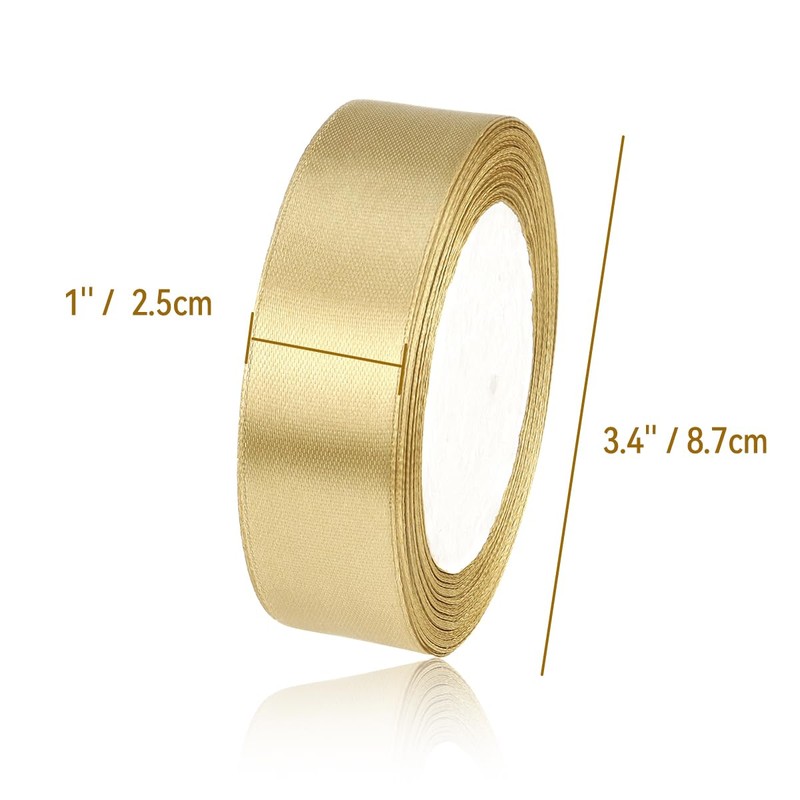 1 Roll Gold Double Faced Satin Ribbon 24 Yards Satin