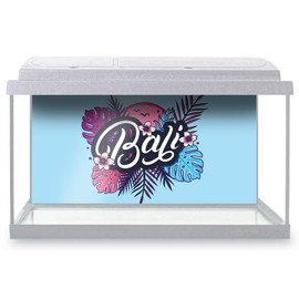 Aquarium Fish Tank Background 90x45 cm - Bali Indonesia Pink Floral Leaves Exotic Static Cling Vinyl Vivarium Terrarium External Application #58627