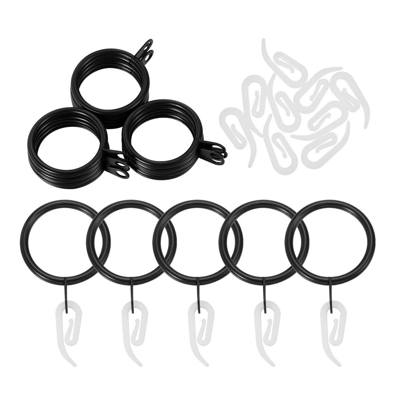 tonyg-p 20 Pack Metal Curtain Rings with Plastic Curtain Hooks,