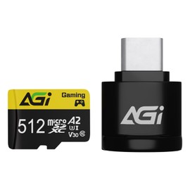 AGI 512GB TF138 MicroSDXC Memory Card with Type C Card Reader A2 U3 V30 4K C10 (98/70MB)