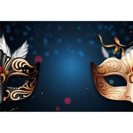 10x8ft Masquerade Backdrop Mardi Gras Retro Mask Photo Background Black Feather Backdrops for Birthday Carnival Party Dress-Up Party Party Decorations Banner Supplies Photo Studio Props