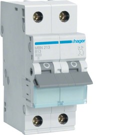 Hager mBN213 B-Type 2P 2 Module (S) Circuit Breaker - Circuit Breakers