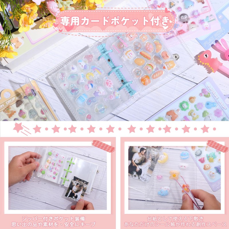 Sticker Notebook, Transparent, Dedicated Cover for Stickers, Mini Binder, M5,