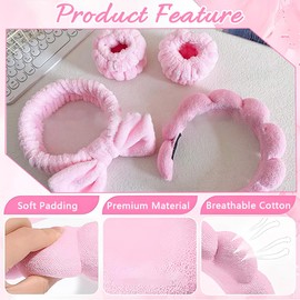 4 Stück Haarband Kosmetik, Spa Stirnband Zum Waschen Des Gesichts Hautpflege Stirnbänder,Abschmink Haarband,Stirnband Handgelenk Waschband Set Für Frauen Mädchen Yoga Sport Dusche