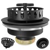 EXAKEY Black Sink Drain 3-1/2 Inch Kitchen Sink Drain Strainer