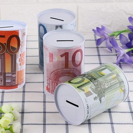 Rtengtunn Money Box, Creative Euro Dollar Metal Cylinder Piggy Bank Asparagus Box Home Decoration - 20