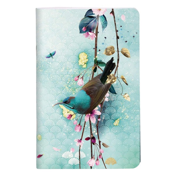 Clairefontaine 115583C – A Small Stitched Notebook with Floral / Birds Design – 7.5 x 12 cm 48 Plain Pages White Paper 90 g – Sakura Dream Collection – 3 Dark Designs – 3 Clear Designs – Random