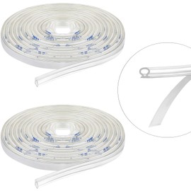 Tondiamo Shower Door Side Strip Seal Glass Translucent Shower Door Side Strip Seal Soft Clear PVC Frameless Glass Sweep to Stop Water(5/32 x 98.4 Inches,2 Rolls)