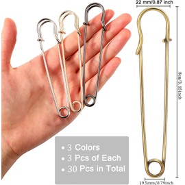 30 Pack Large Safety Pins, 4" Heavy Duty Blanket Pins for All Kinds of Handicrafts, Clothing, Blankets Upholstery, Laundry and Craft