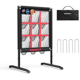 9 Hole Baseball Pitching Net with Strike Zone Softball Pitching Target Portable Net Adjustable Pitcher PocketsTraining Equipment with Throwing Target Carry Bag, Great for All Skill Levels