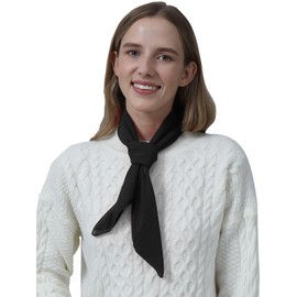 Rajputana Chiffon Scarf Ribbon Neck Scarf 23.5"x23.5" 27.5"x27.5" 30"x30" Square Solid Accessories for Costume Black