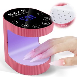MEKK Cordless Mini UV Light for Gel Nails - 24W Rechargeable Mini UV LED Nail Lamp with Touch Control & Auto Sensor,Small Flash Cure Lamp,4 Timers,Portable Nail Light for Salon & Home-Rose Pink