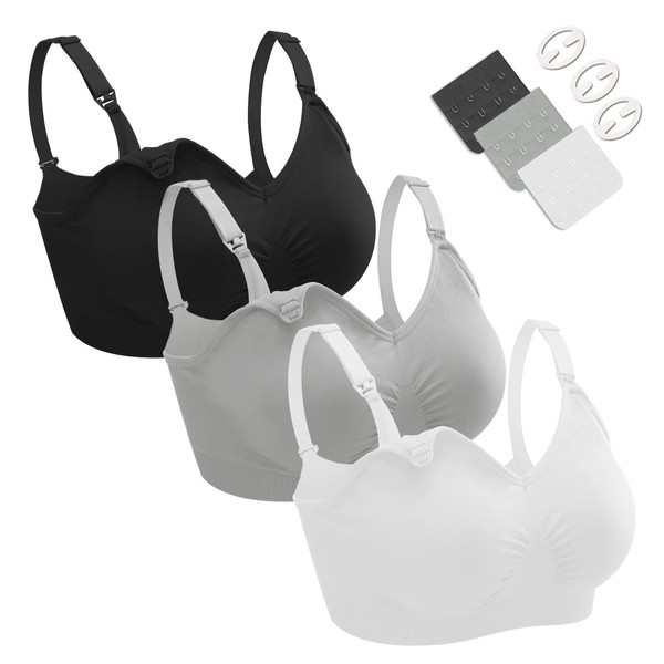 Dresime Nursing Bra, 3 Pieces Seamless Pregnancy Bra Without Underwire,
