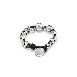 UNOde50 VITAMINS, pulsera chapada en plata esterlina, 17.7 cm, piel, chapado en plata de ley, No es una piedra preciosa