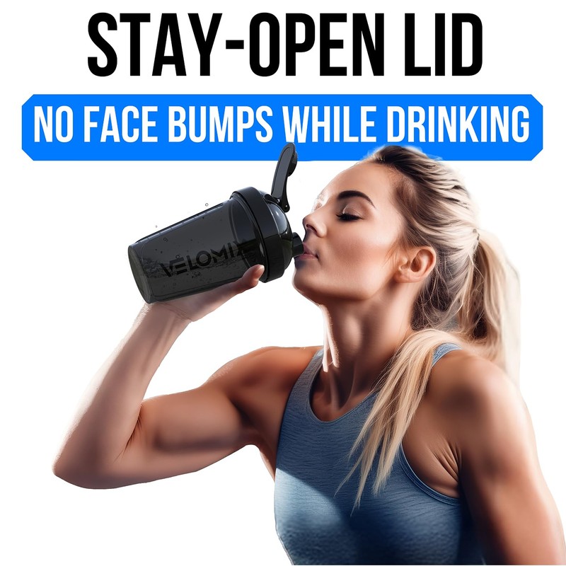 VELOMIX -6 PACK- 20 oz Protein Shaker Bottle for Protein