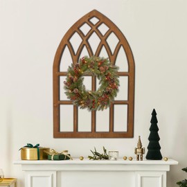 Sintosin Farmhouse Window Frames Wall Decor Living Room 20 x 32 inch, Hanging Distressed Rustic Arched Wood Window Frame Bedroom Wall Decor Above Bed, Wall Panels for Interior Wall Decoration