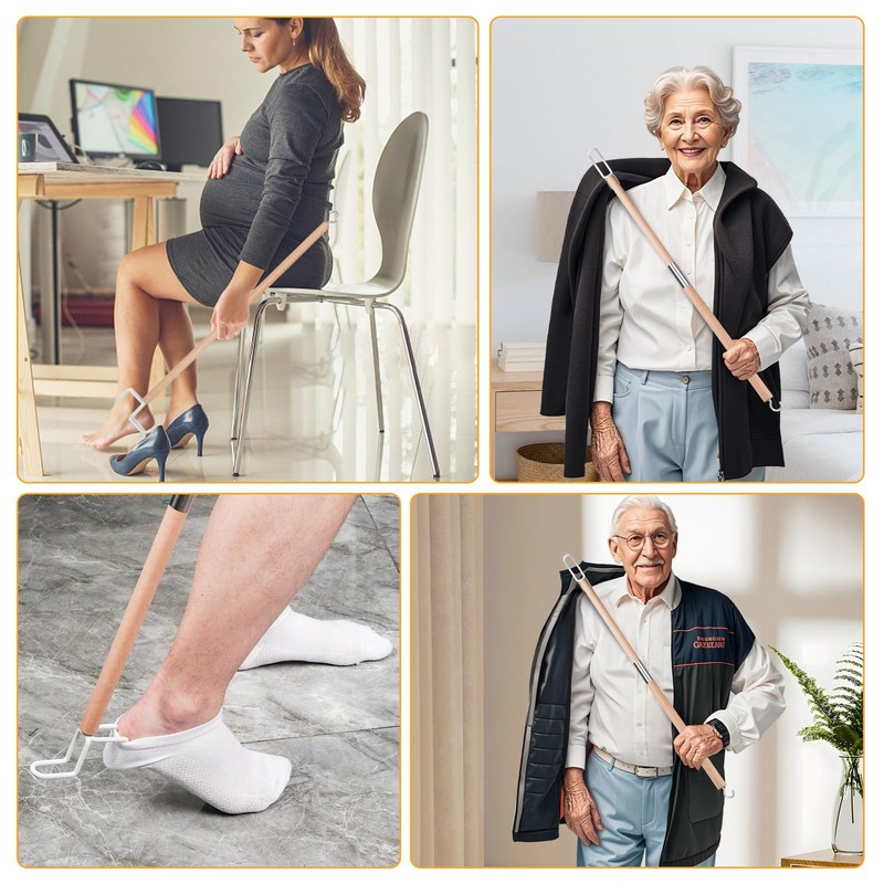 27.2"Dressing Stick,Long Handle Dressing Aid Stick for Elderly and Hip