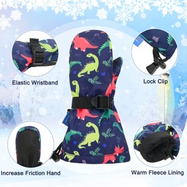 American Trends Toddler Gloves Waterproof Winter Gloves for Girls Boys Warm Ski Snow Kids and Baby Mittens Outdoor Purple(No Thumb) 0-2 Years