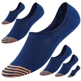 Hicomlor No Show Socks for Men 6 Pack,Non Slip Cotton Low Cut Trainer Socks for Sneaker Loafer Running (UK, Alpha, M, Regular, Regular, Navy Blue-Khaki)