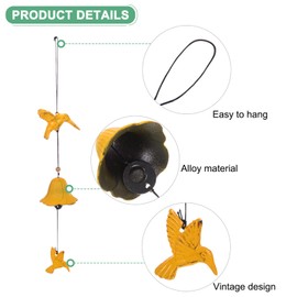 M METERXITY 1-Pack Japanese Wind Chime, Vintage Metal Temple Bell Wind Chime for Outside/Garden/Patio [Yellow]