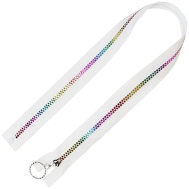 CABODYALS - 10 unidades de cinta de nailon blanco #5 con cierre para dientes coloridos de resina, cremalleras separadoras de arco iris con tiradores de anillo para costura, manualidades, bolsa de