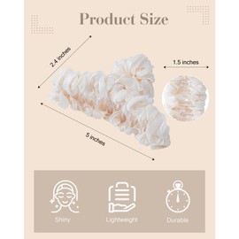 ACECHA 2 Pack Large Elegant Satin Hair Claw Clips for Women, Fluffy Wrinkles Silk Hairclips for Thin and Thick, Solid Color Hair Claws Strong Hold Styling for Autumn Winter (Black & White)