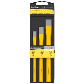 Renekton Heavy Duty Cold Chisels Set, 3/8 in, 1/2 in, 5/8 in, CR-V Steel, For Cutting Rivets, Rods and Bolts, Removing Slag，3 Piece