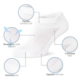 Duna Womens Socks, Ultra Thin Breathable Cotton Ankle Socks for Women, Athletic Running Low Cut No Show, Black White - 4 Pairs, 7-9