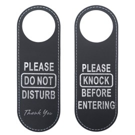 Aspire PU Leather Double Sided Please Do Not Disturb Please Knock Before Entering Door Hanger Sign for Hotel Business