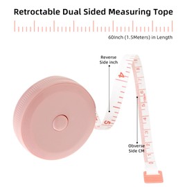 2 Pink Tape Measure for Body,Dual Sided Measuring Tape for Body Measurements,Retractable Fabric Soft Tape Measure for Tailors Sewing,Clothes,Waist Dressmakers 150cm/60 Inches with Inches & Centimeters