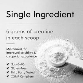 HEARTHY FOODS Polvo de Monohidrato de Creatina Micronizado 500G - 100 porciones, 5000mg por porción (5g) - 17.64 oz para el crecimiento y recuperación