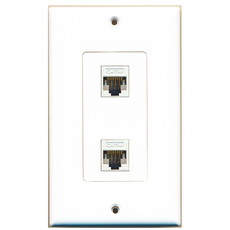 RiteAV - 2 Port Cat5e Ethernet White Wall Plate Decorative
