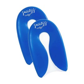 SUCCESS CONTIGO Talonera para Fascitis y Espolón - Gel Silicona de alto Grado - (3 pares) -Color Azul - Talla Chica (Azul, Ch)