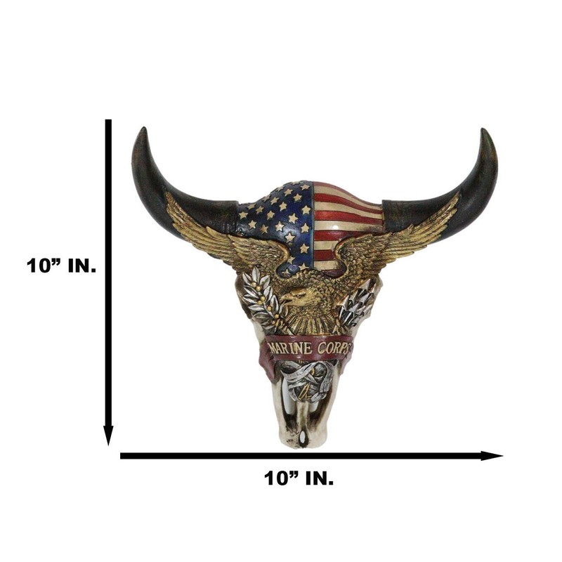 Western Patriotic Bull Cow Skull W/ American Flag Bald Eagle