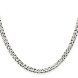 Sonia Jewels Real 925 Sterling Silver 5mm Curb Cuban Chain Necklace - with Secure Lobster Lock Clasp 18"