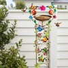 Bird Bath with Trellis for Climbing Plants Outside,Metal Antique Butterfly