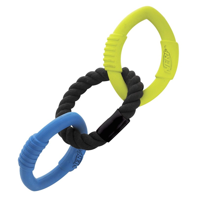 Nerf Dog Triple Ring Rubber Rope Tug Toy, Small