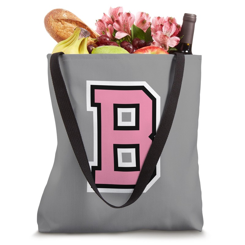 Monogram Pink Black White College Initial B Tote Bag