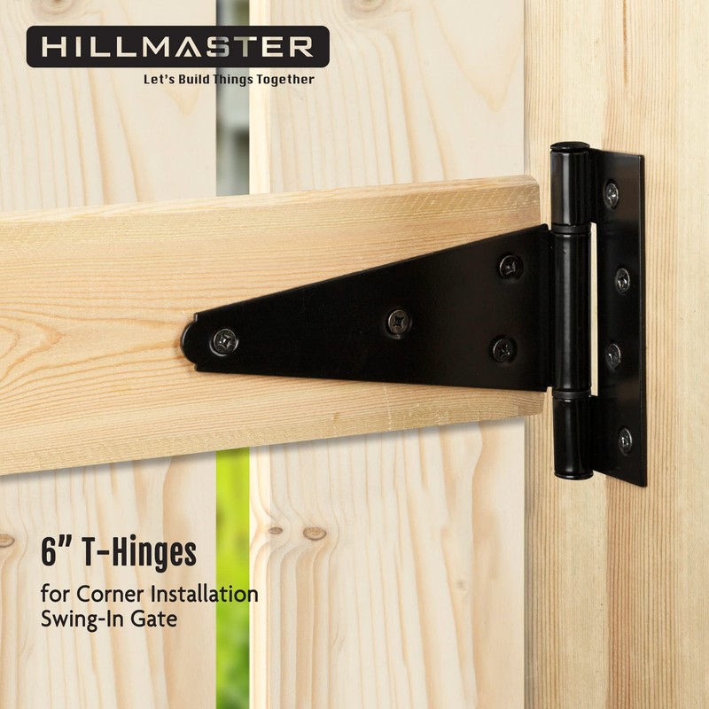HILLMASTER 6 Inch T-Strap Heavy Duty Shed Door Hinges Gate