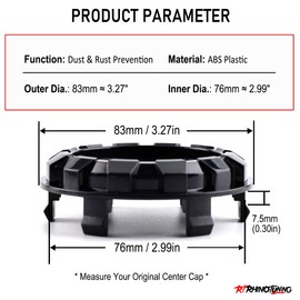 RhinoTuning Set of 4 Wheel Hub Caps for Hub Cap, OD 83 mm, ID 76 mm, Black Wheel Hub Cover Suitable for 2007-2013 Avalanche/Silverado/Tahoe 2005-2013 Sierra/Yukon/Denali, 88963143 Wheel Centre Caps