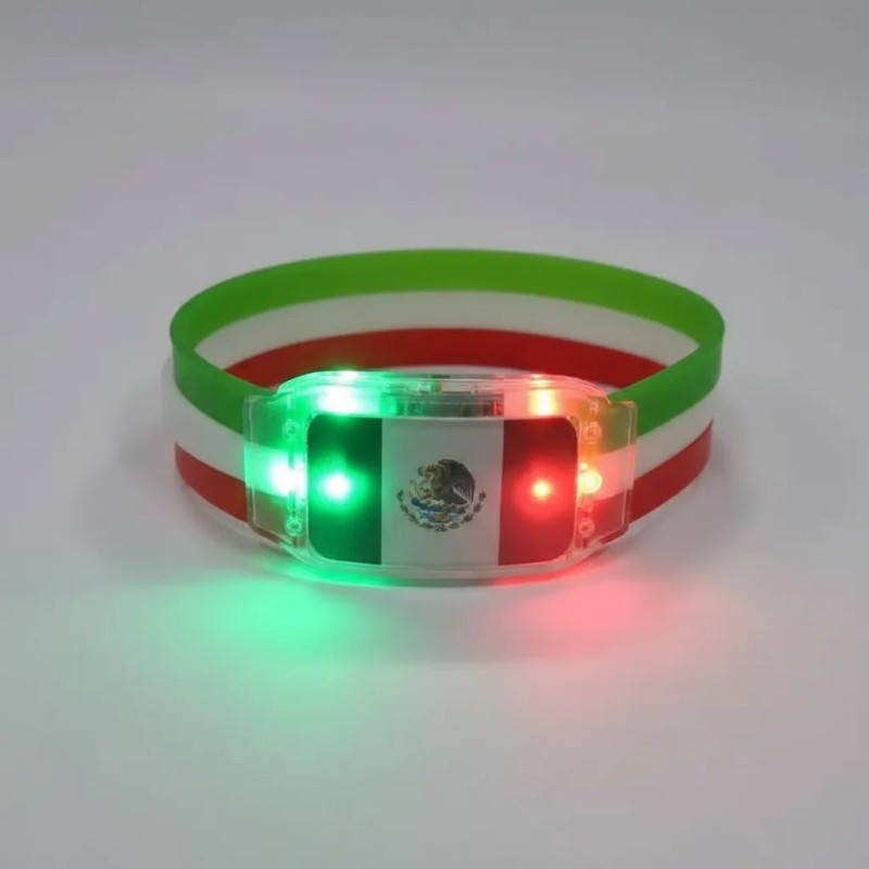 Pulsera Led Mexico Futbol Fan Apoyo Fiesta Deportiva Luz