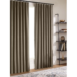 Hillcrest Camel Beige Tan Chenille Velvet Pinch Pleated Blackout Curtains Room Darkening Thermal Insulated Window Drapes 90 Inches for Living Room Bedroom Back Tab with Hooks 2 Panels,38"W x 90"L x 2