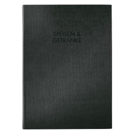 Sigel SM111 Menu Folder with Elastic Band for A4 Plastic Black - German "Speisen & Getränke"