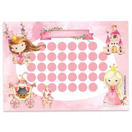 Papierdrachen Reward board set for children as tear-off pad, 10 sheets, motivational concept as educational aid, with great stickers for boys and girls, princess motif, blank set 18