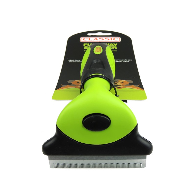 CLASSIC Pet Grooming De-Shedder for Dogs - Large, Green