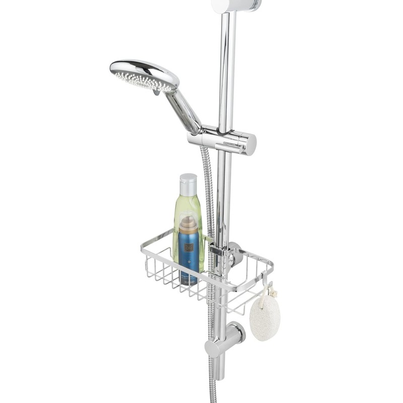 WENKO Shower Rail Caddy Mod. Floresta Square Shower Shelf Chrome-Plated