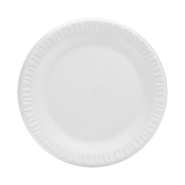Dart R 9 in White Unlaminated Foam Plate (Case of 500)
