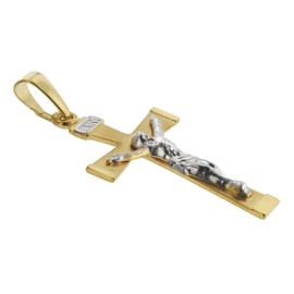 trendor Crucifix Gold 333/8 Carat with Plated Necklace for Men and Women, Gold Pendant, Timeless Cross Pendant Made of Real Gold 08566, Gold